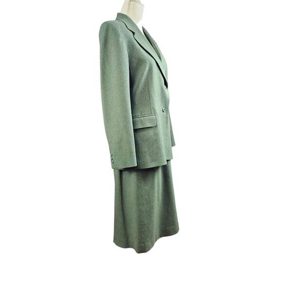 Pendleton Virgin Wool Single Breasted Lined Green Blazer Jacket Skirt Suit Set - Picture 3 of 13